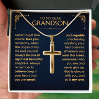 Thumbnail for To My Grandson, Cross Necklace with Message Card Gift Set (GS113)