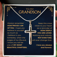 Thumbnail for Grandson, My Most Beautiful Chapters - Cross Necklace Gift Set (GS114)