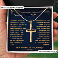 Thumbnail for To My Grandson, My Most Beautiful Chapters - Cross Necklace with Personalized Message Card Gift Set (GS115-P)