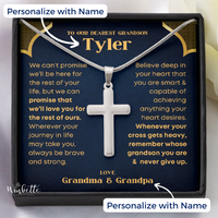Thumbnail for Grandson, Never Give Up - Cross Necklace With Personalized Message Card (GS38)