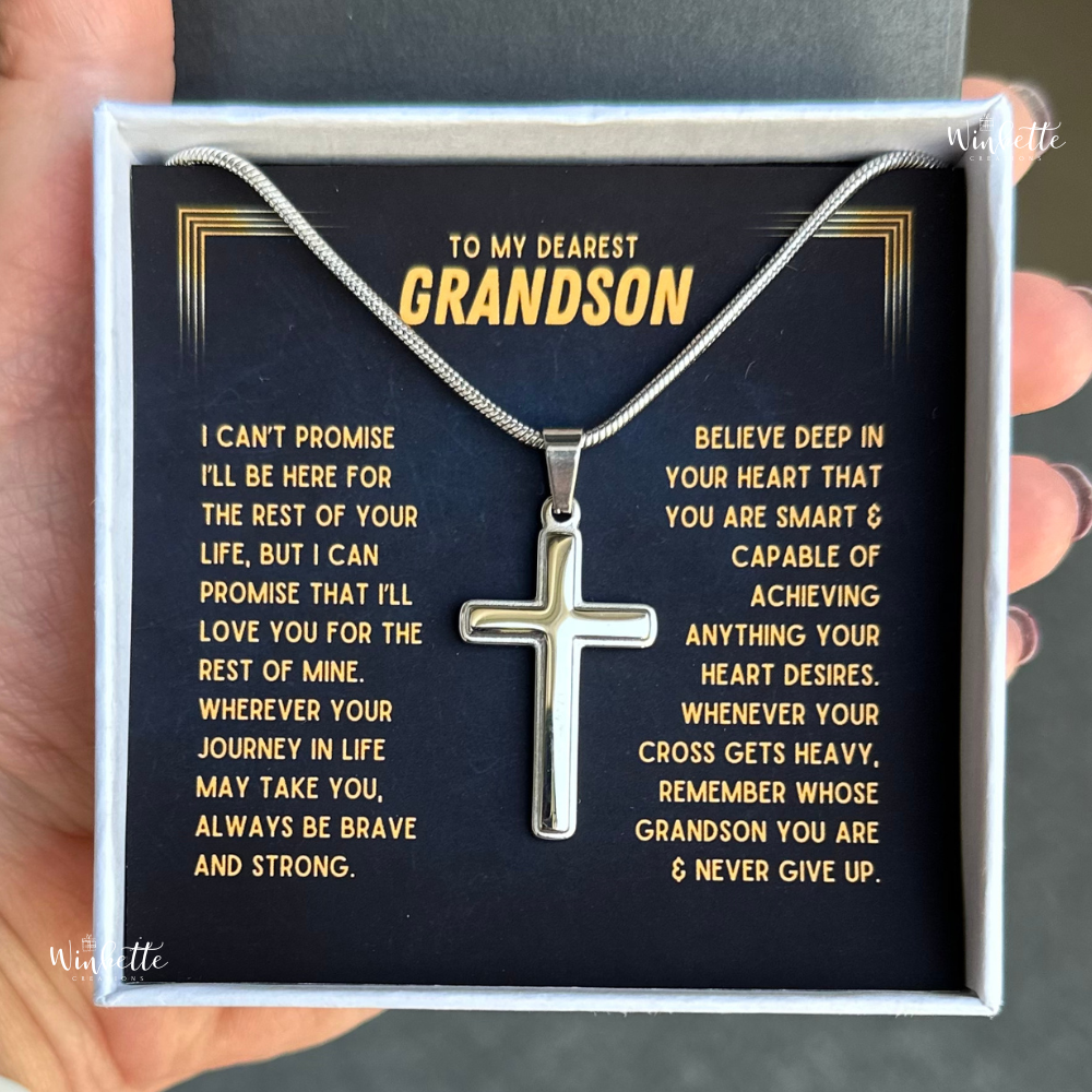 [LOW IN STOCK!] Grandson, Never Give Up - Cross Necklace (GS44-UGC)