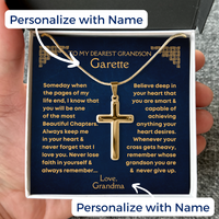 Thumbnail for Grandson, Never Lose Faith - Gold Cross Necklace - Personalized (GS78-P)