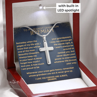 Thumbnail for Grandson Necklace with cross pendant in a personalized message card with Luxury box. 
