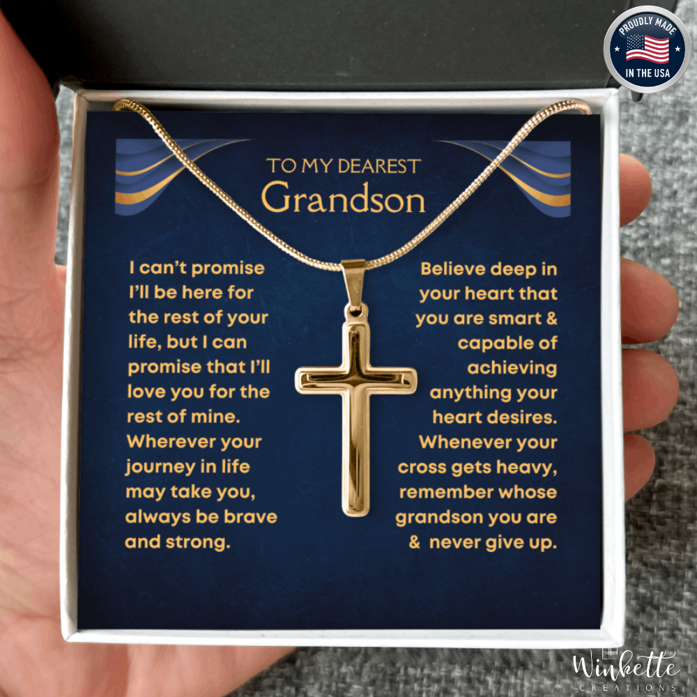 To My Grandson, Never Give Up - Cross Necklace (GS89)