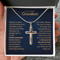 Thumbnail for To My Grandson Cross Necklace GS92 – Personalized Silver Cross Pendant Gift for Grandson