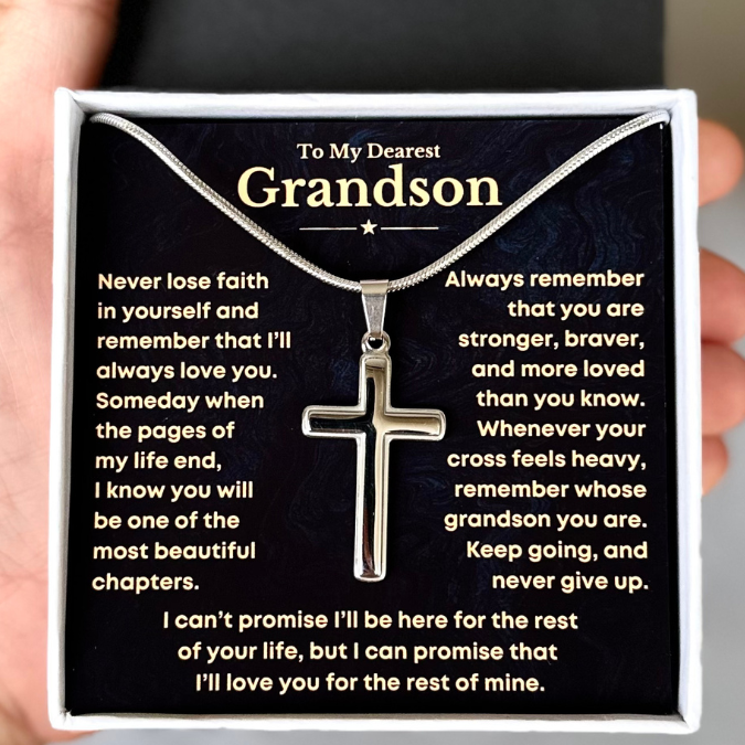 To My Grandson, Never Lose Faith – Cross Necklace (GS95)