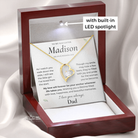 Thumbnail for Gold daughter wedding necklace displayed in luxury wooden LED gift box with personalized message card.