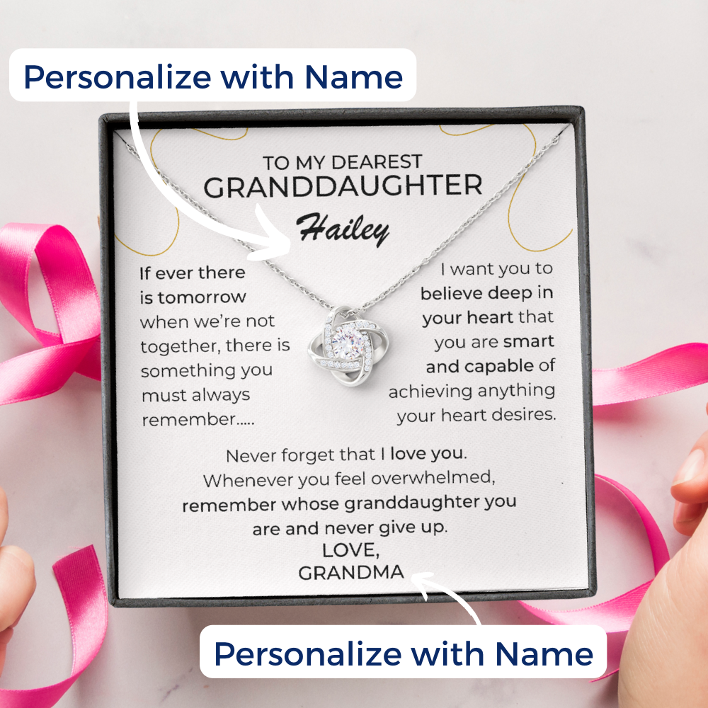 Granddaughter, Believe - Love Knot Necklace With Personalized Message Card (GD71)