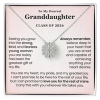 Thumbnail for Granddaughter graduation necklace gift Class of 2026 with heartfelt message card and white gold magnetic hearts pendant in gift box