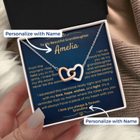 Thumbnail for Granddaughter, Piece Of My Heart - Interlocking Hearts Necklace with Personalized Message Card (GD93-P)