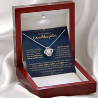 Thumbnail for Granddaughter gift necklace in an open luxury wooden box with LED light and message card - granddaughter necklace from grandpa or grandma


