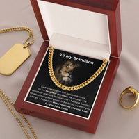Thumbnail for To My Grandson, The Toughest Warrior - Cuban Link Chain Necklace