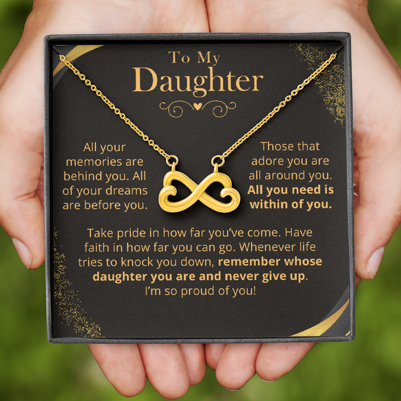 Daughter, Proud Of You - Infinity Hearts Necklace (D13)