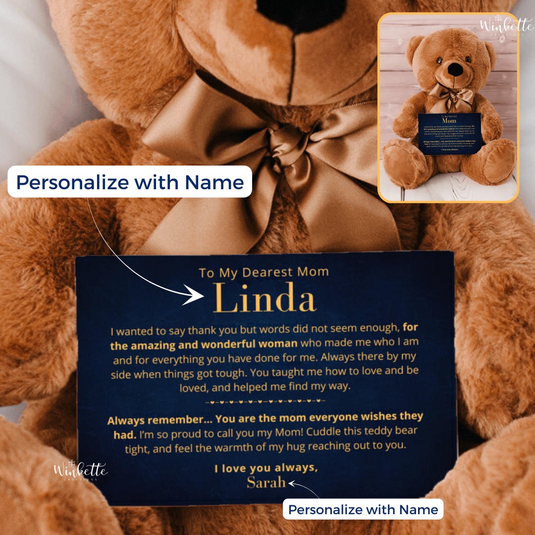 Amazing Mom - Teddy Bear with Personalized Canvas Message Card (MM2-P)