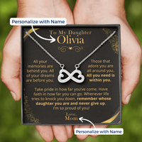 Thumbnail for Daughter, Proud Of You - Infinity Hearts Necklace With Personalized Message Card (D14-P)