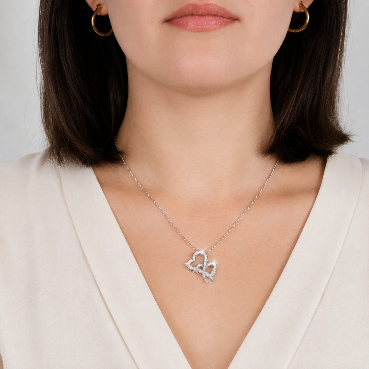 Forever Connected, Heart to Heart – Mother Daughter Necklace (SLC02)