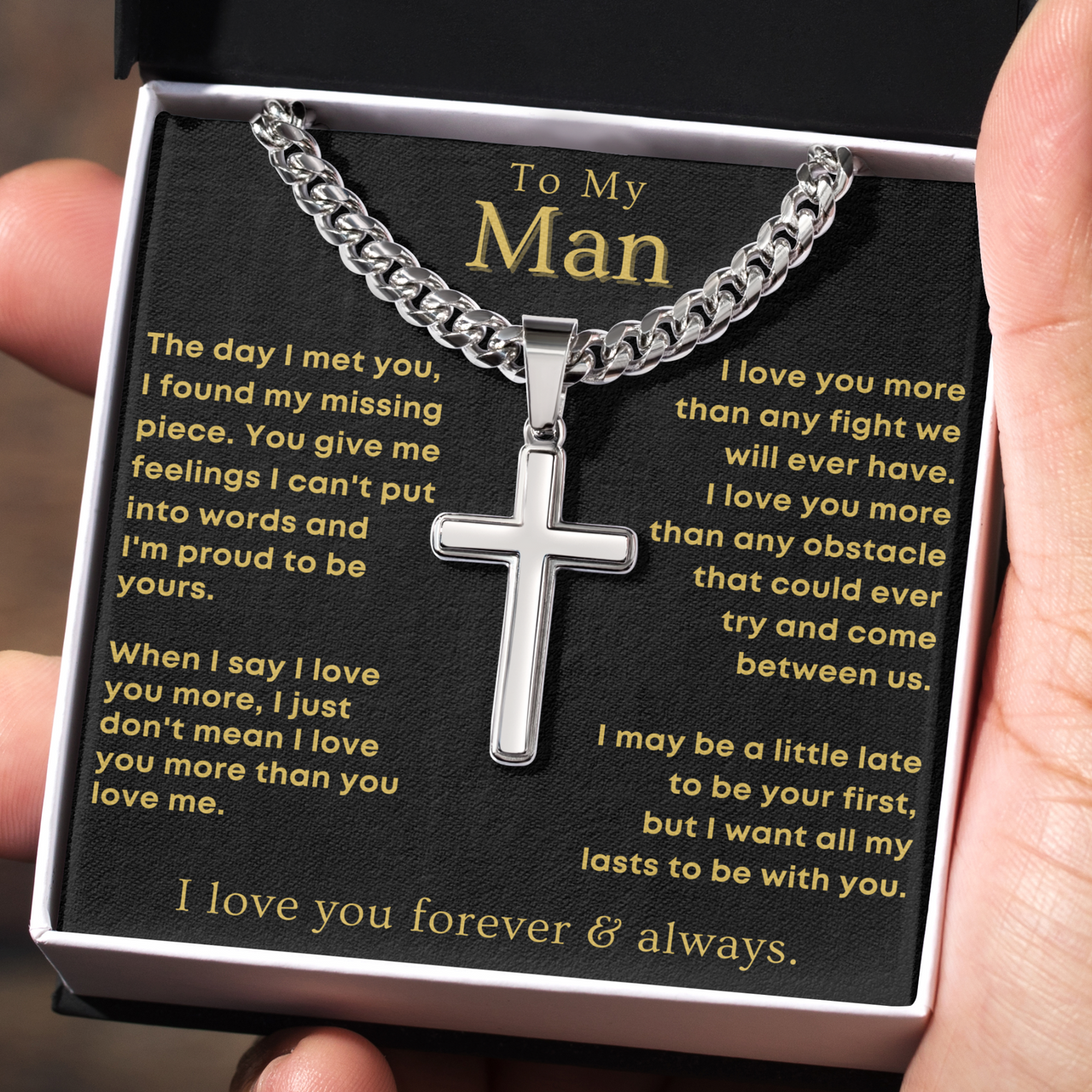 To My Man, I'm Proud To Be Yours - Cross Chain Necklace (M3)