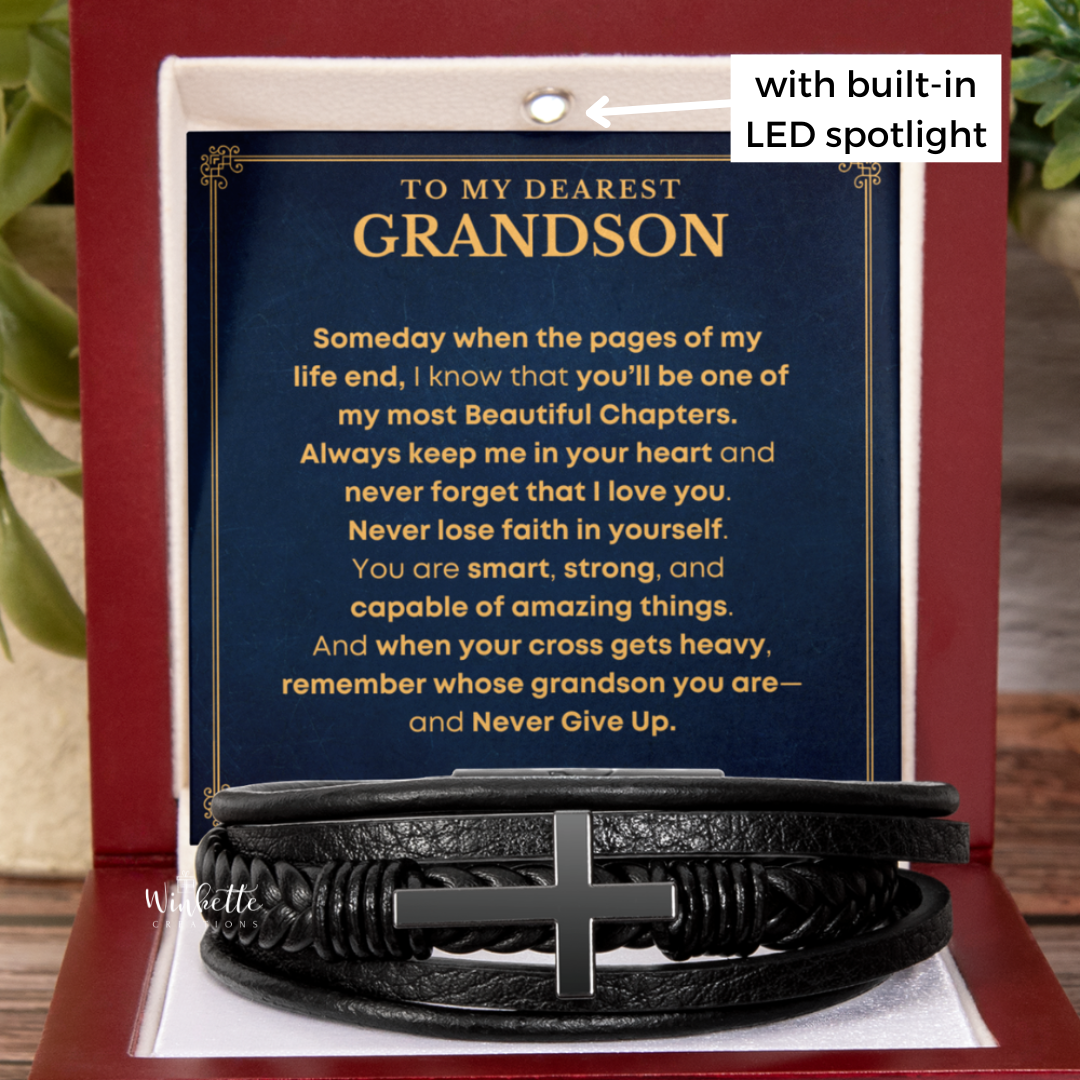 To My Grandson – Never Lose Faith Cross Bracelet (GS76)