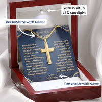 Thumbnail for Grandson, Never Give Up - Gold Cross Necklace - Personalized (GS79-P)