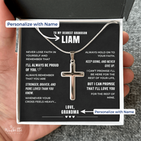 Thumbnail for Grandson, Have Faith - Cross Necklace - Personalized (GS103-P)