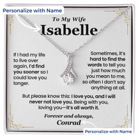 Thumbnail for Necklace with a sentimental personalized message card for a wife from husband.