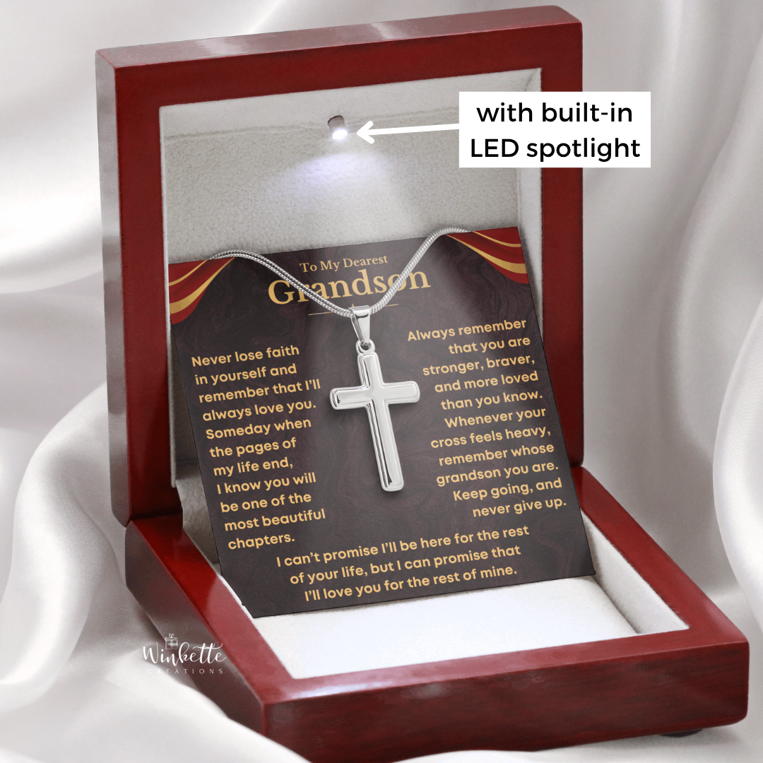 To My Grandson, Never Lose Faith – Cross Necklace (GS100)