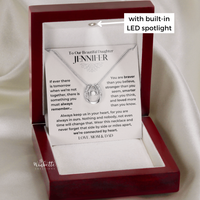 Thumbnail for Personalized lucky horseshoe necklace for daughter gift—white gold finish