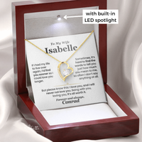 Thumbnail for Romantic heart-shaped pendant necklace with sparkling cubic zirconia, in gift box with personalized message card – perfect wedding gift for wife from husband.