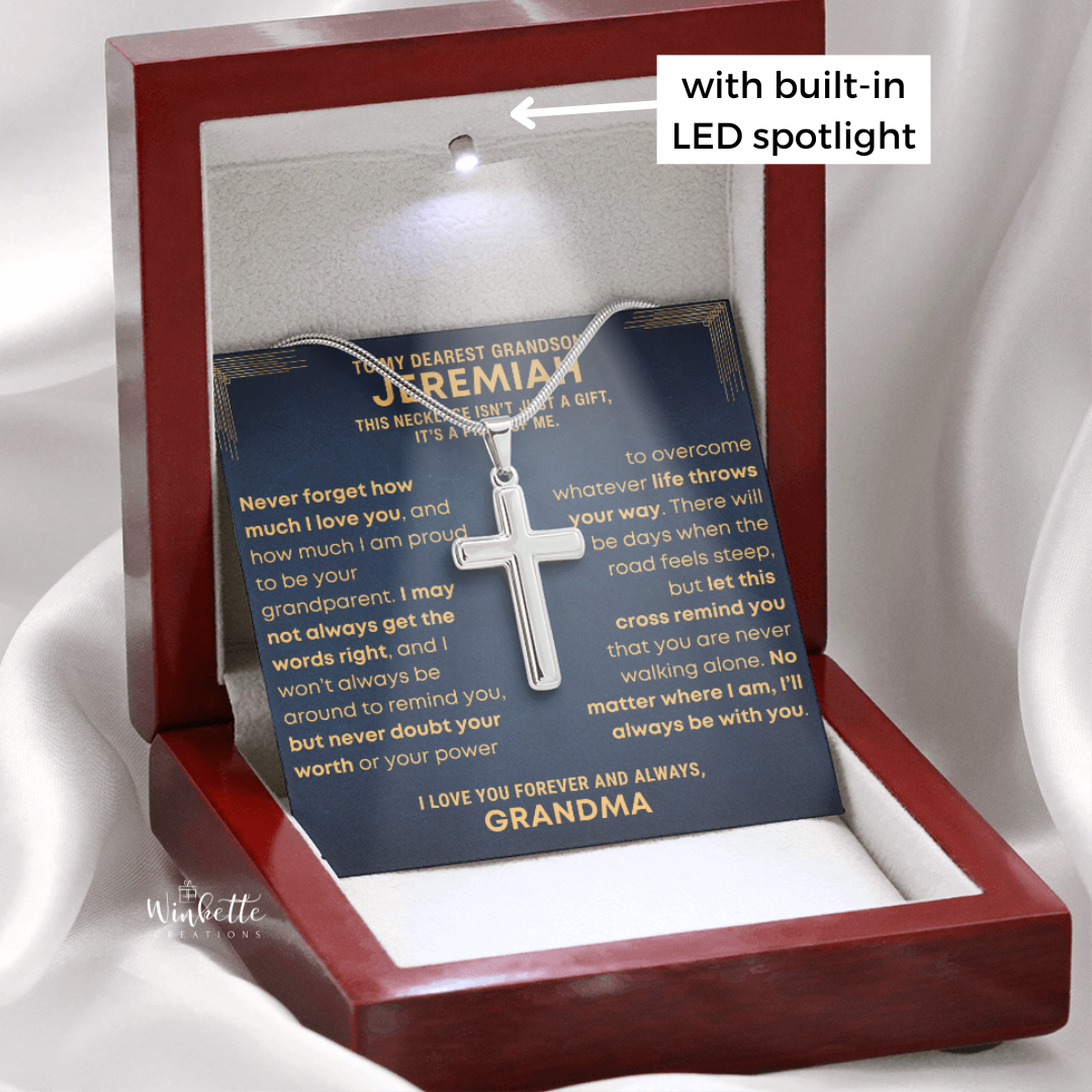 To My Grandson, Piece Of Me - Cross Necklace - Personalized (GS84-P)