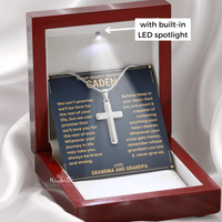 Thumbnail for Personalized cross necklace for grandson and heartfelt message from grandma. Gift by Winkette Creations.