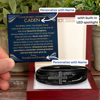 Thumbnail for Grandson, Never Lose Faith - Cross Bracelet With Personalized Message Card (GS35-P)