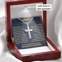 Thumbnail for Grandson Necklace with cross pendant in a personalized message card with Luxury box. 