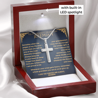 Thumbnail for Grandson Necklace with cross pendant in a personalized message card with Luxury box. 