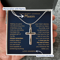Thumbnail for Personalized cross necklace for grandson in classic gift box – To My Grandson jewelry

