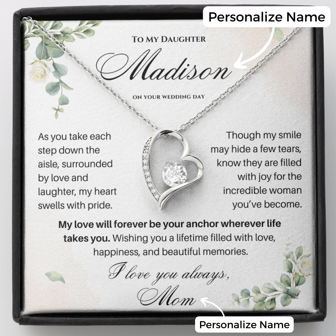 To My Daughter on Your Wedding Day – Personalized Necklace Gift (D37-P)