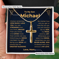 Thumbnail for To My Son, Cross Necklace with Personalized Message Card Gift Set (S75-P)
