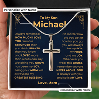 Thumbnail for To My Son, Cross Necklace with Personalized Message Card Gift Set (S75-P)