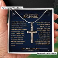 Thumbnail for To My Son, Cross Necklace with Personalized Message Card Gift Set (S76-P)