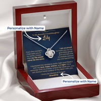 Thumbnail for Granddaughter, Piece Of My Heart - Love Knot Necklace With Personalized Message Card (GD96-P)