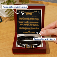 Thumbnail for Grandson, Never Give Up - Leather Bracelet with Personalized Message Card (GS49-P)