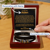 Thumbnail for Son, You Make Me Proud - Leather Bracelet with Personalized Message Card (S47-P)