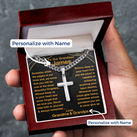 Thumbnail for Grandson, Never Give Up - Cross Chain Necklace with Personalized Message Card (GS51-P)