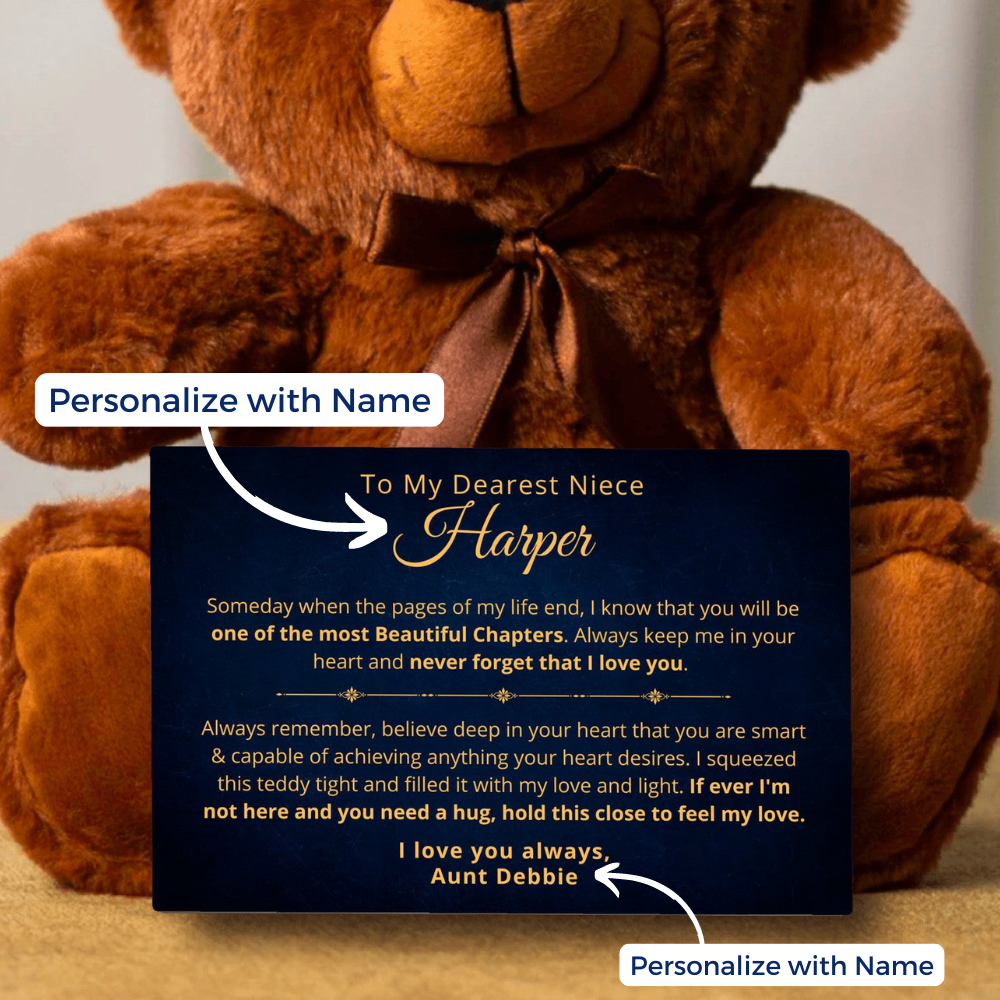 To My Niece, Never Forget - Teddy Bear with Personalized Canvas (N03)