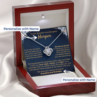 Thumbnail for Granddaughter, Piece Of My Heart - Love Knot Necklace With Personalized Message Card (GD95-P)