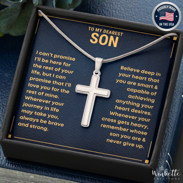 To My Son, Never Give Up - Cross Necklace (S66)