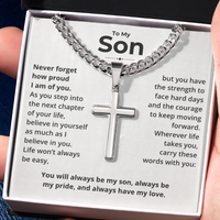 Thumbnail for To My Son, My Pride - Artisan Cross On Cuban Link Chain (S71)