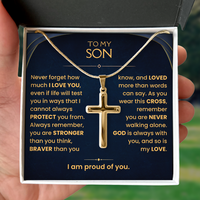 Thumbnail for To My Son, Cross Necklace with Love Message Card Gift Set (S73)