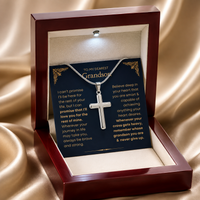 Thumbnail for Luxury LED jewelry box featuring a silver cross necklace and inspirational message card that reads 