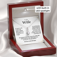 Thumbnail for Necklace in a wooden box with a sentimental message card, featuring an LED spotlight.