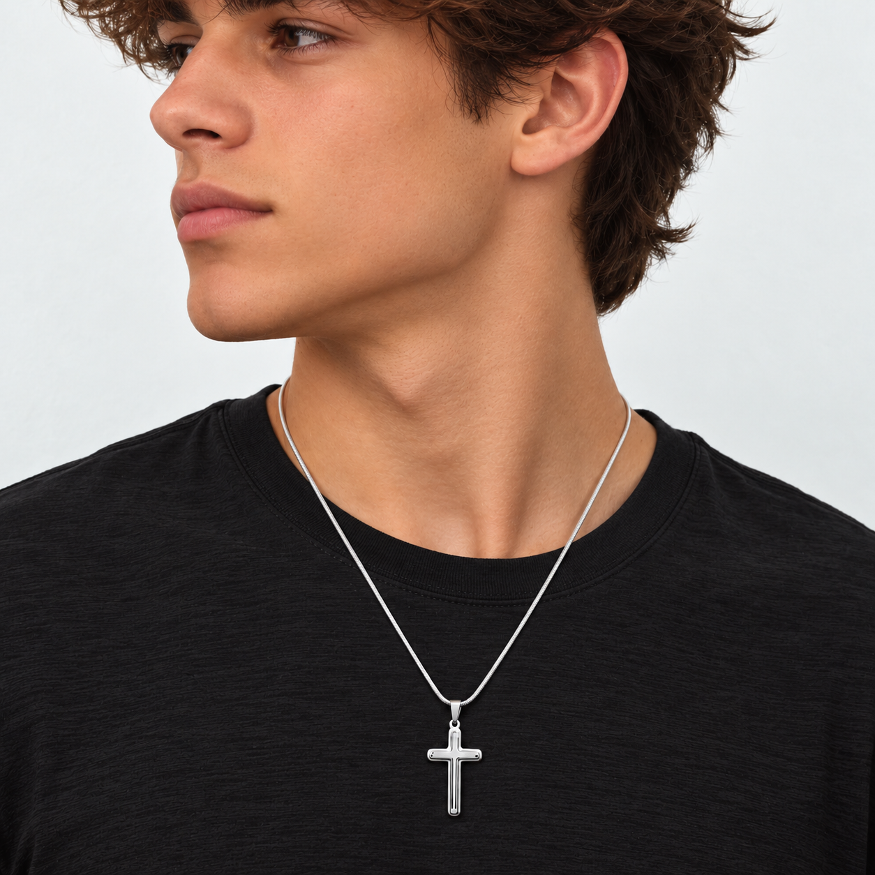 To My Son, Cross Necklace with Personalized Message Card Gift Set (S75-P)
